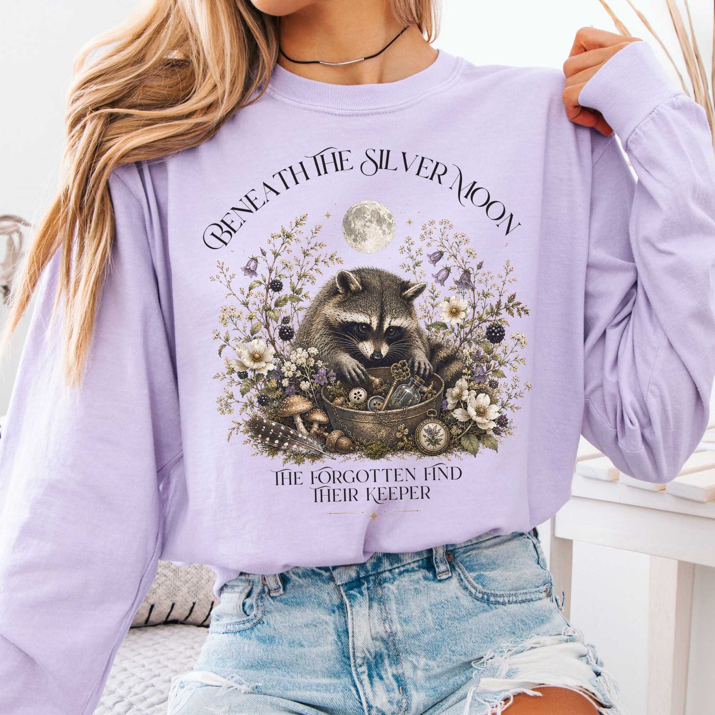 Long-sleeve Orchid / S Beneath the Silver Moon Raccoon Sleeve The Mystic Eden