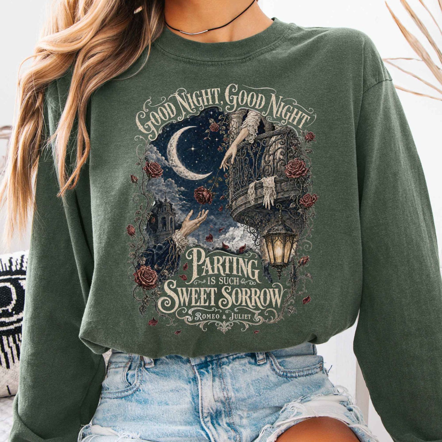 Long-sleeve Hemp / S Parting Is Such Sweet Sorrow Romeo and Juliet Shakespeare Long Sleeve The Mystic Eden