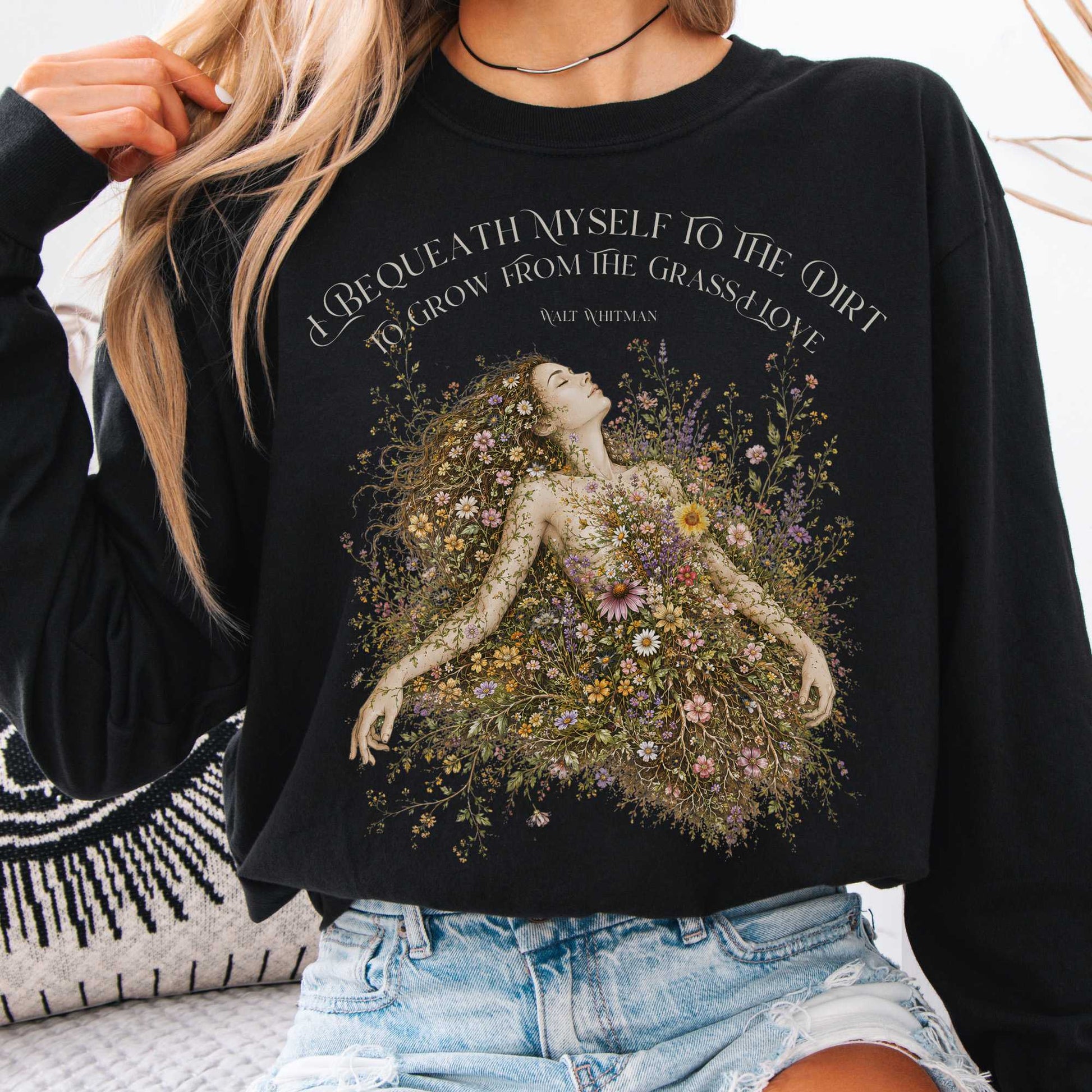 Long-sleeve Black / S I Bequeath Myself to the Dirt Walt Whitman Long Sleeve The Mystic Eden