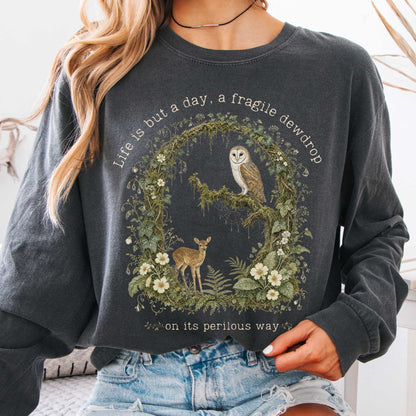 Long-sleeve Pepper / S Life Is But a Day, a Fragile Dewdrop John Keats Long Sleeve The Mystic Eden