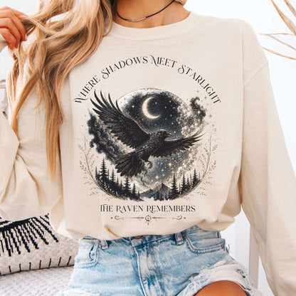 Long-sleeve Ivory / S Where Shadows Meet Starlight Raven Long Sleeve The Mystic Eden