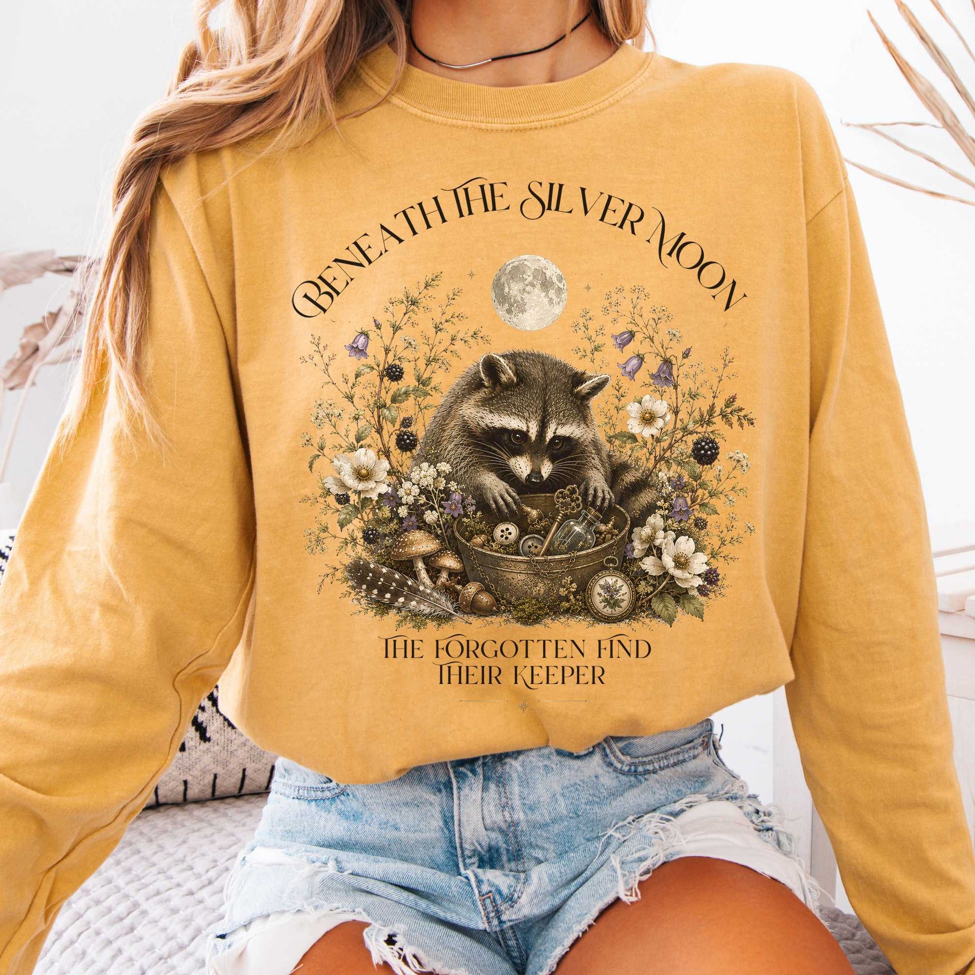 Long-sleeve Mustard / S Beneath the Silver Moon Raccoon Sleeve The Mystic Eden