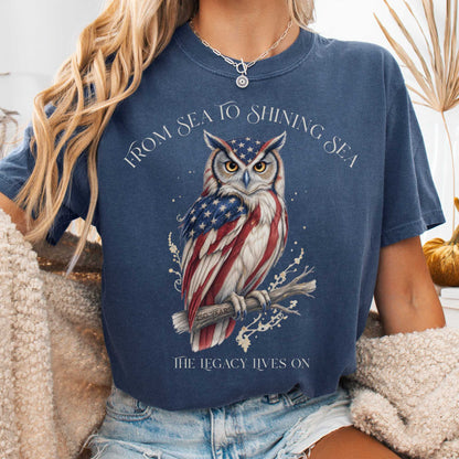 T-Shirt Denim / S The Legacy Lives On America 250 Owl T-Shirt The Mystic Eden