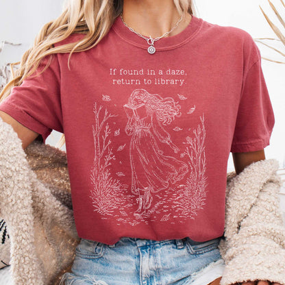 T-Shirt Crimson / S If Found in a Daze, Return to Library T-Shirt The Mystic Eden
