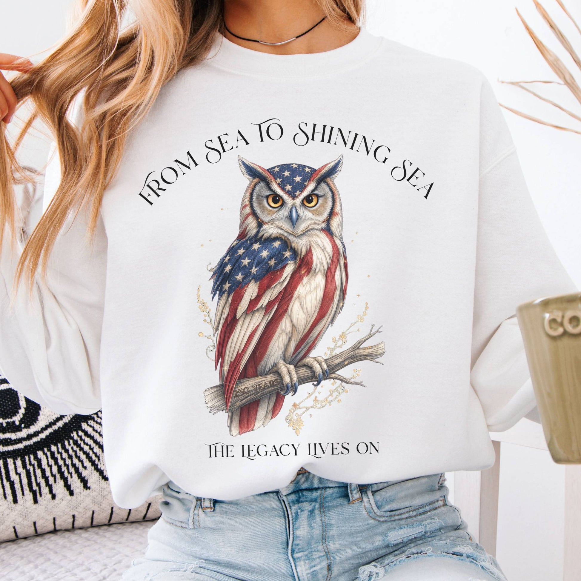 Sweatshirt White / S The Legacy Lives On America 250 Owl Crewneck Sweatshirt The Mystic Eden