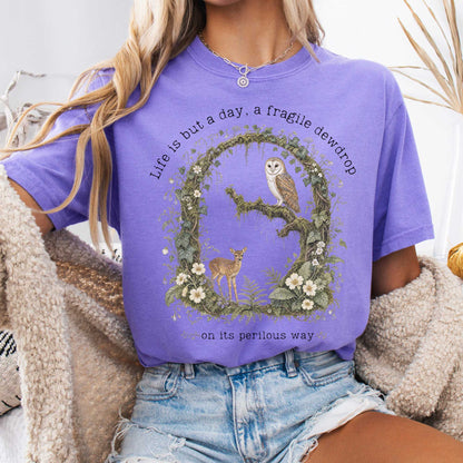 T-Shirt Violet / S Life Is But a Day, a Fragile Dewdrop John Keats T-Shirt The Mystic Eden