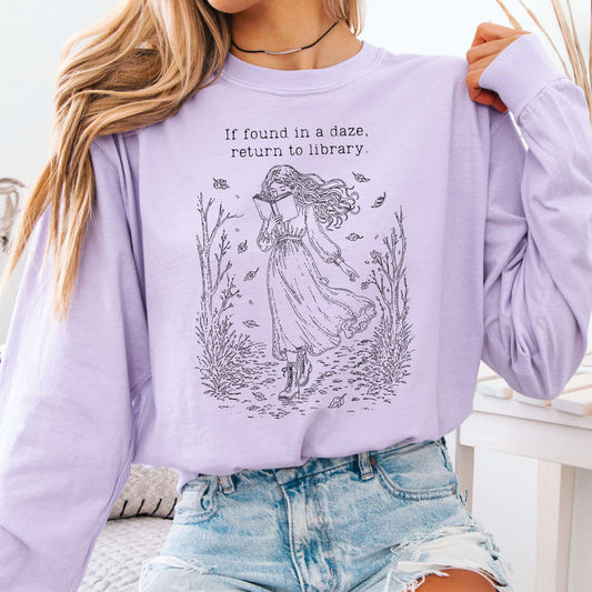Long-sleeve Orchid / S If Found in a Daze, Return to Library Long Sleeve The Mystic Eden
