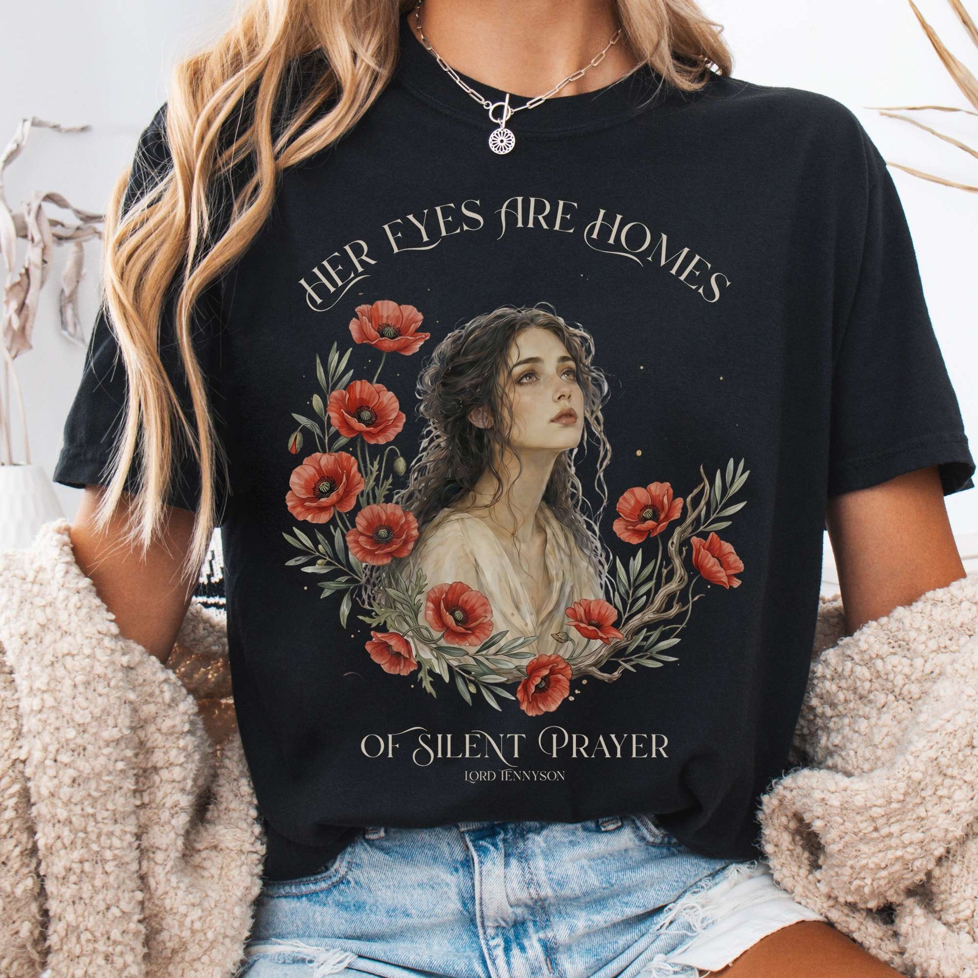 T-Shirt Black / S Her Eyes Are Homes of Silent Prayer Lord Tennyson T-Shirt The Mystic Eden