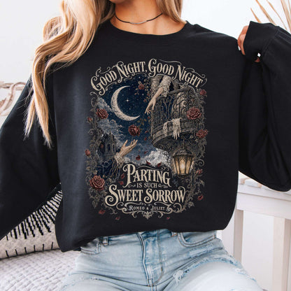 Sweatshirt Black / S Parting Is Such Sweet Sorrow Romeo and Juliet Shakespeare Crewneck Sweatshirt The Mystic Eden
