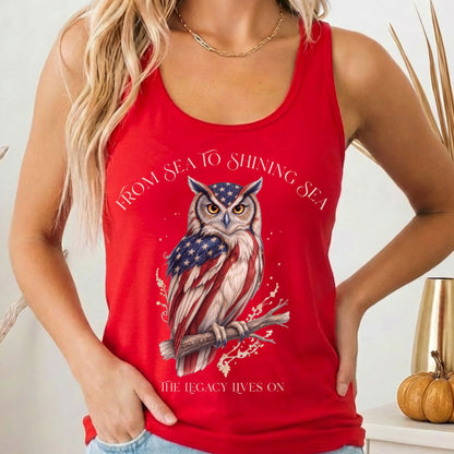 Tank Top Solid Red / XS The Legacy Lives On America 250 Owl Women's Lightweight Tank Top The Mystic Eden