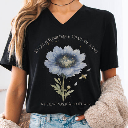 V-neck Black / S Heaven in a Wildflower William Blake V-Neck The Mystic Eden