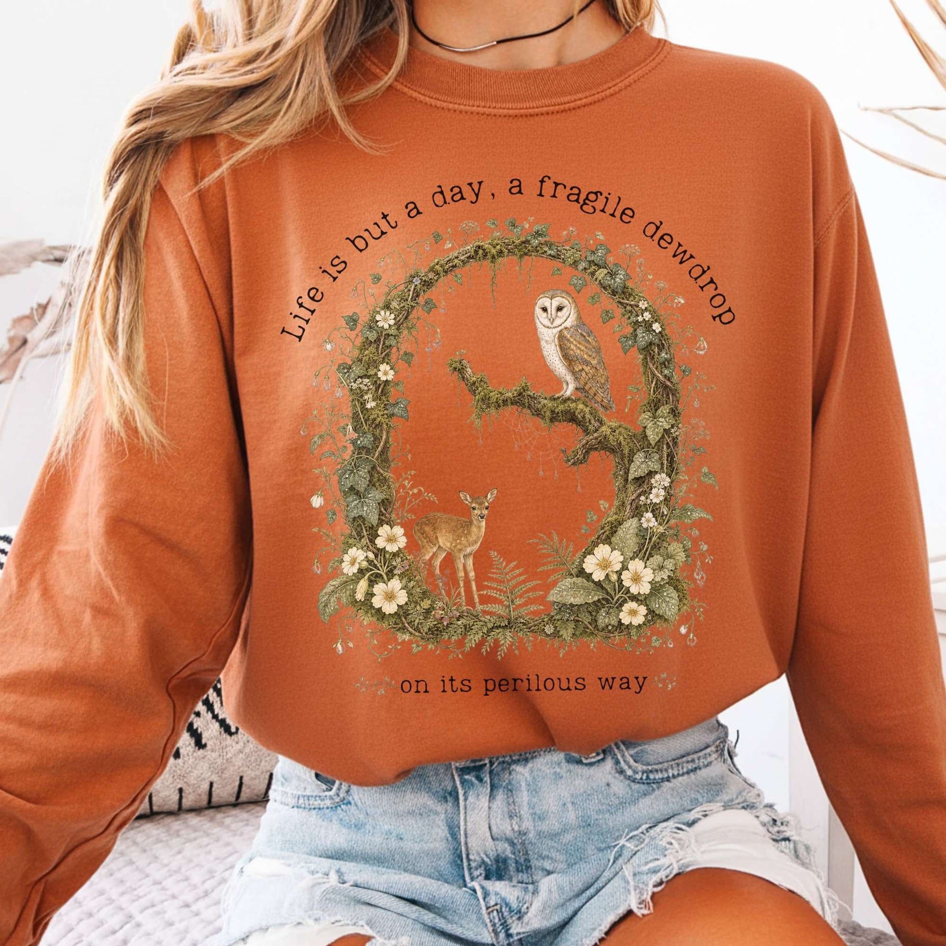 Long-sleeve Yam / S Life Is But a Day, a Fragile Dewdrop John Keats Long Sleeve The Mystic Eden