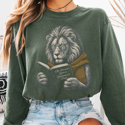 Long-sleeve Hemp / S Introvert's Guide to Surviving in a Pack Lion Reader Long Sleeve The Mystic Eden
