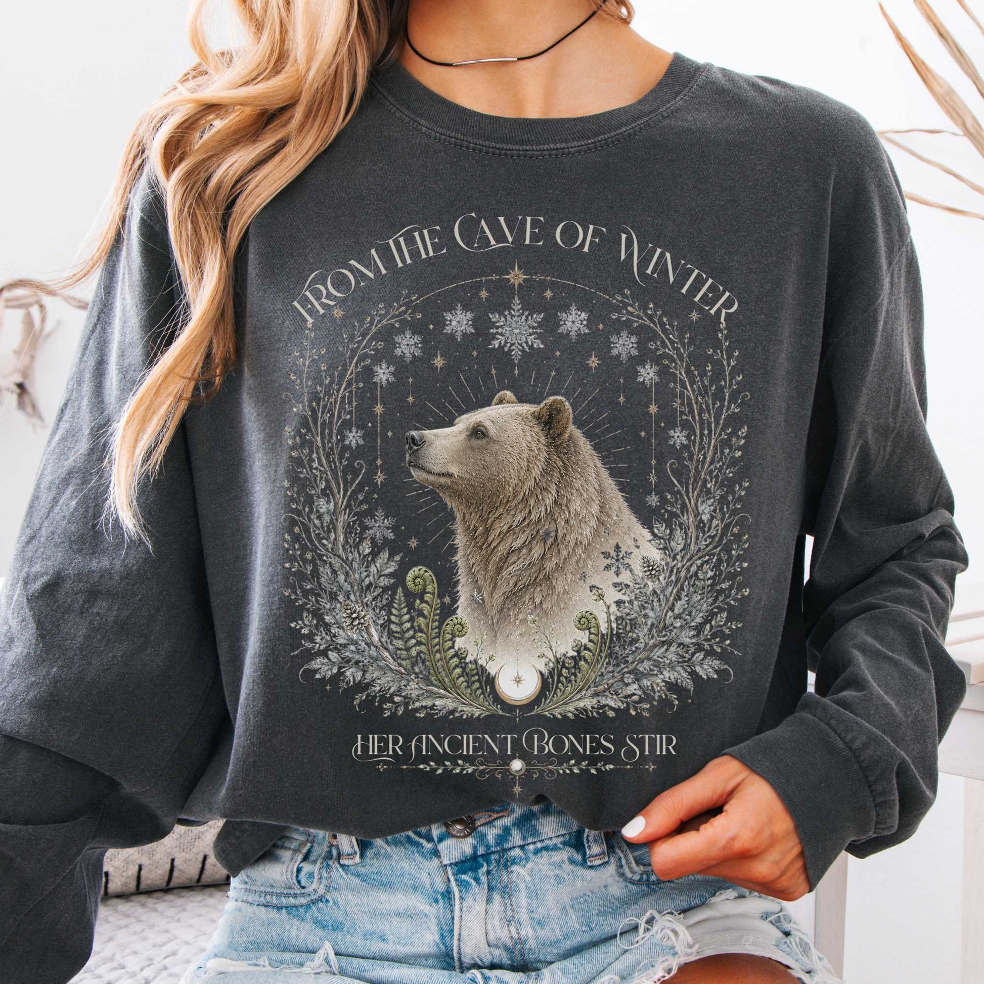 Long-sleeve Pepper / S From the Cave of Winter Her Ancient Bones Stir Long Sleeve The Mystic Eden
