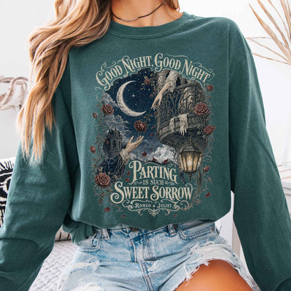 Long-sleeve Blue Spruce / S Parting Is Such Sweet Sorrow Romeo and Juliet Shakespeare Long Sleeve The Mystic Eden