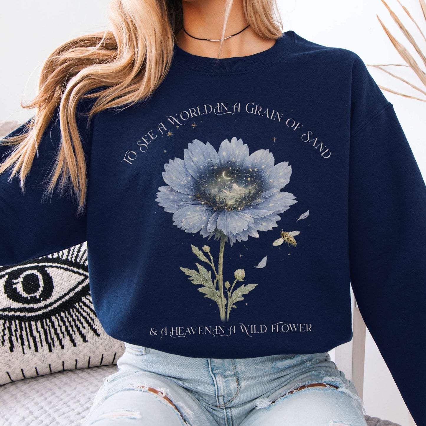 Sweatshirt Navy / S Heaven in a Wildflower William Blake Crewneck Sweatshirt The Mystic Eden