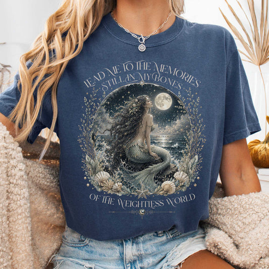 T-Shirt Denim / S A Mermaid's Memories Of The Weightless World Amy Crockett T-Shirt The Mystic Eden