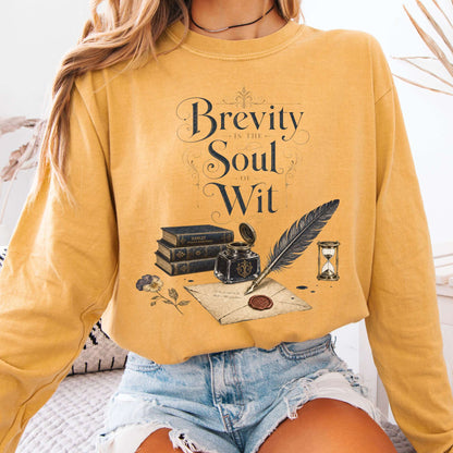 Long-sleeve Mustard / S Brevity Is the Soul of Wit Shakespeare Literary Long Sleeve The Mystic Eden