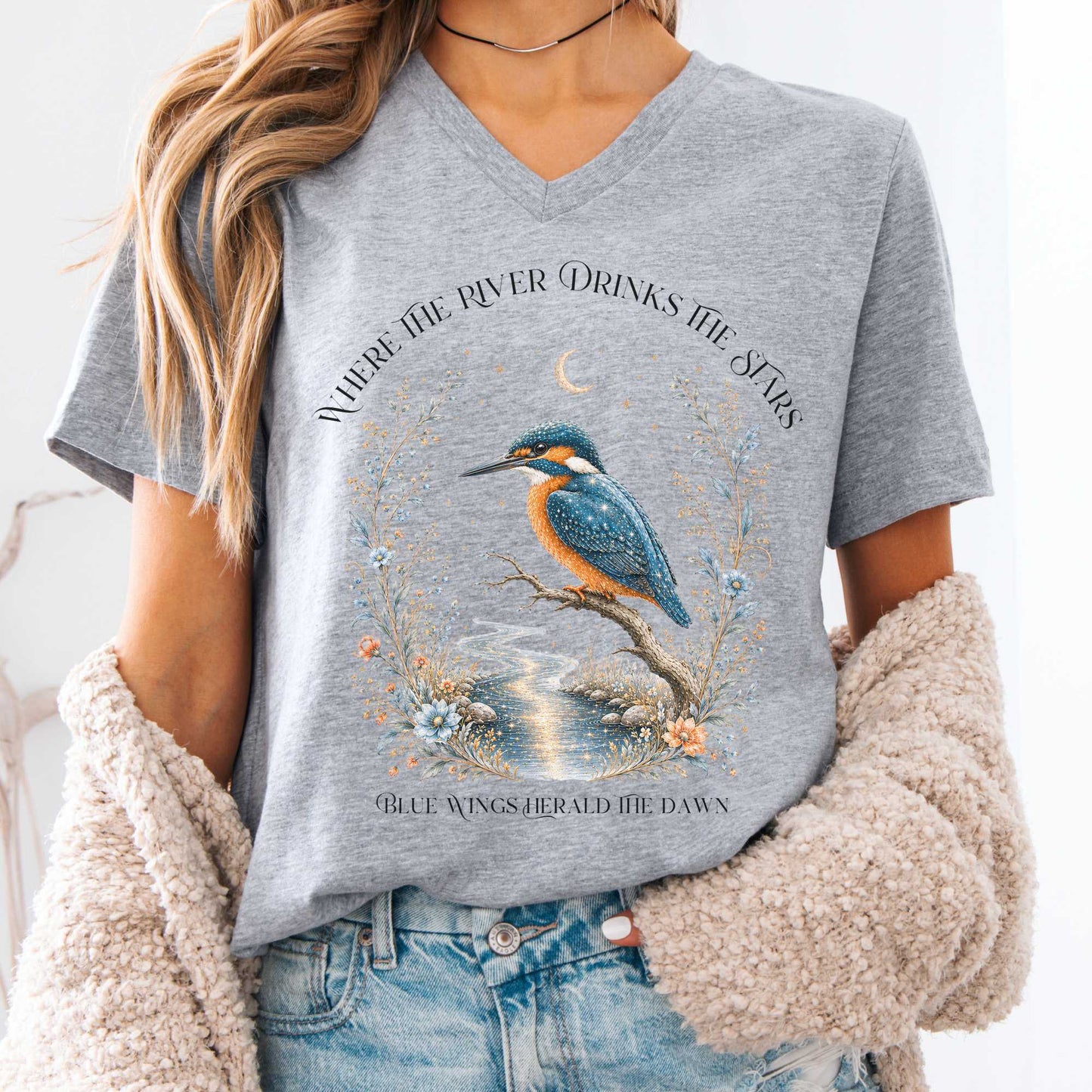 V-neck Athletic Heather / S Where the River Drinks the Stars V-Neck The Mystic Eden