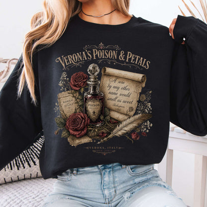 Sweatshirt Black / S Shakespeare's Verona's Poison & Petals Romeo & Juliet Crewneck Sweatshirt The Mystic Eden