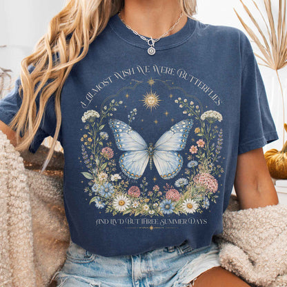 T-Shirt Denim / S I Almost Wish We Were Butterflies John Keats T-Shirt The Mystic Eden