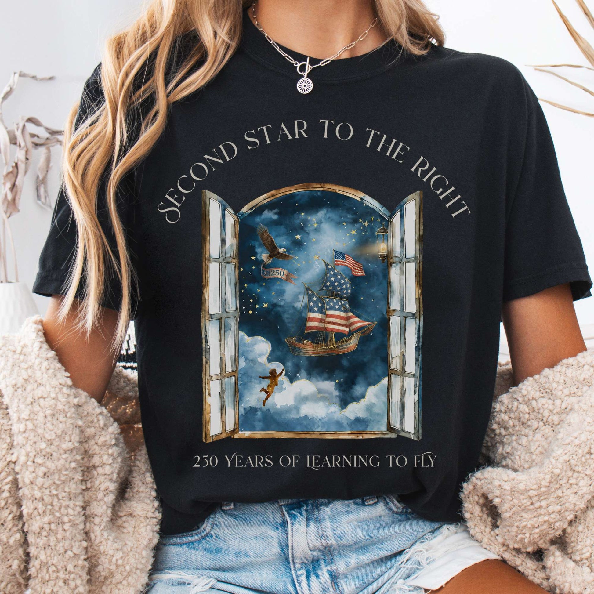 T-Shirt Black / S Second Star to the Right America 250 Commemorative T-Shirt The Mystic Eden
