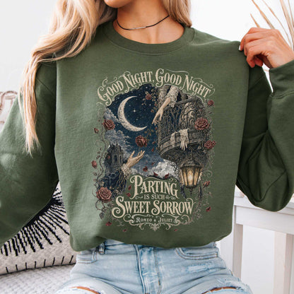 Sweatshirt Military Green / S Parting Is Such Sweet Sorrow Romeo and Juliet Shakespeare Crewneck Sweatshirt The Mystic Eden