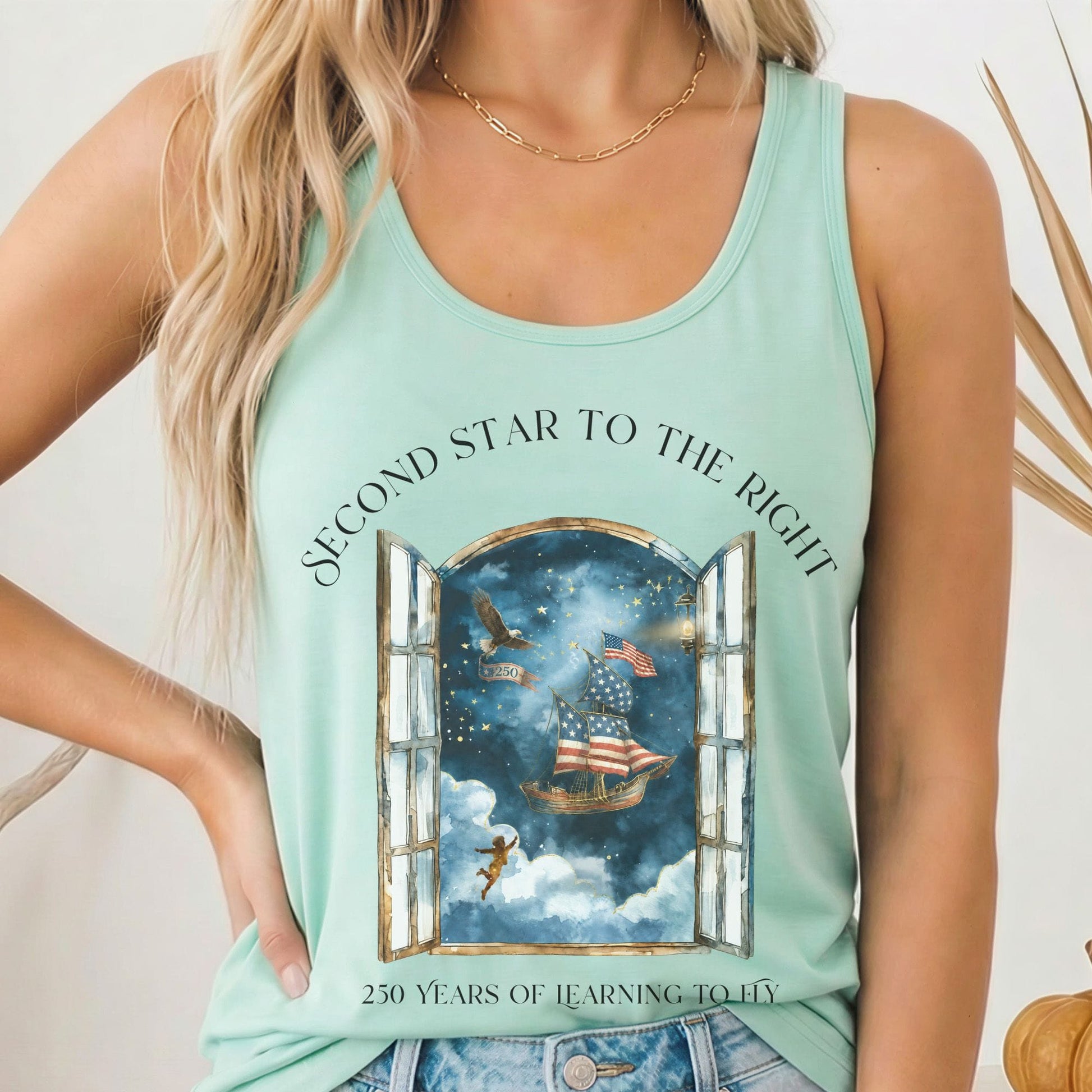 Tank Top Solid Mint / XS Second Star to the Right America 250 Commemorative Women's Lightweight Tank Top The Mystic Eden