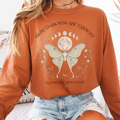 Long-sleeve Yam / S From Darkness She Emerged Clothed in Moonlight Long Sleeve The Mystic Eden