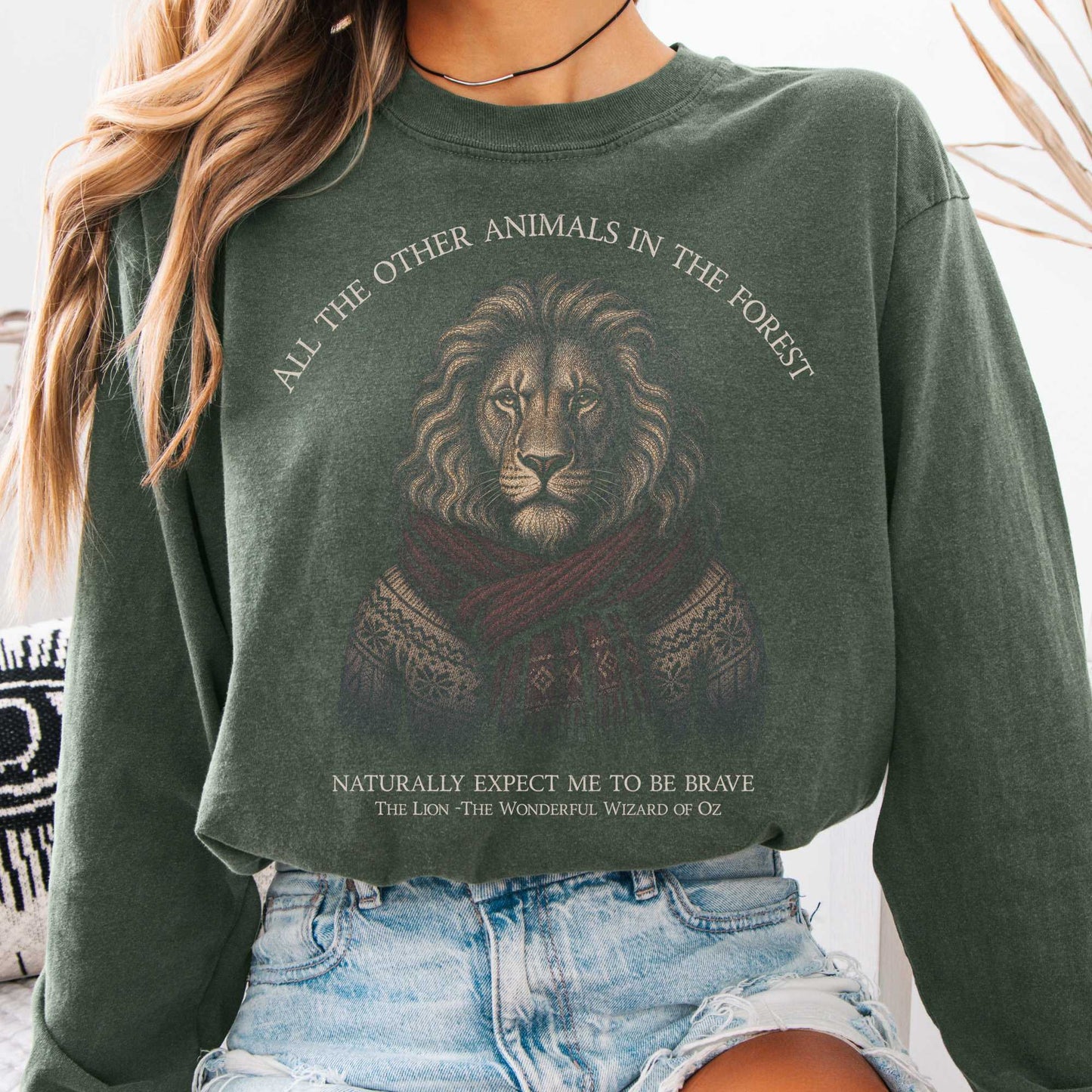 Long-sleeve Hemp / S All the Other Animals in the Forest Lion Oz Long Sleeve The Mystic Eden
