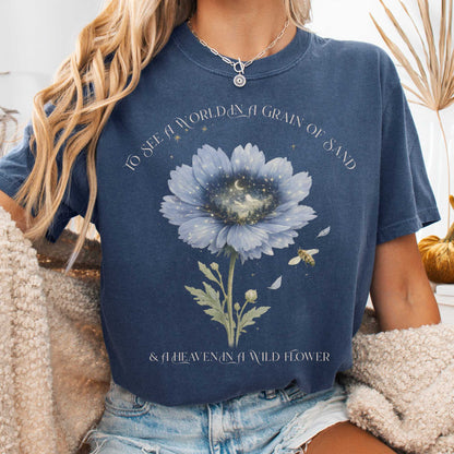 T-Shirt Denim / S Heaven in a Wildflower William Blake T-Shirt The Mystic Eden