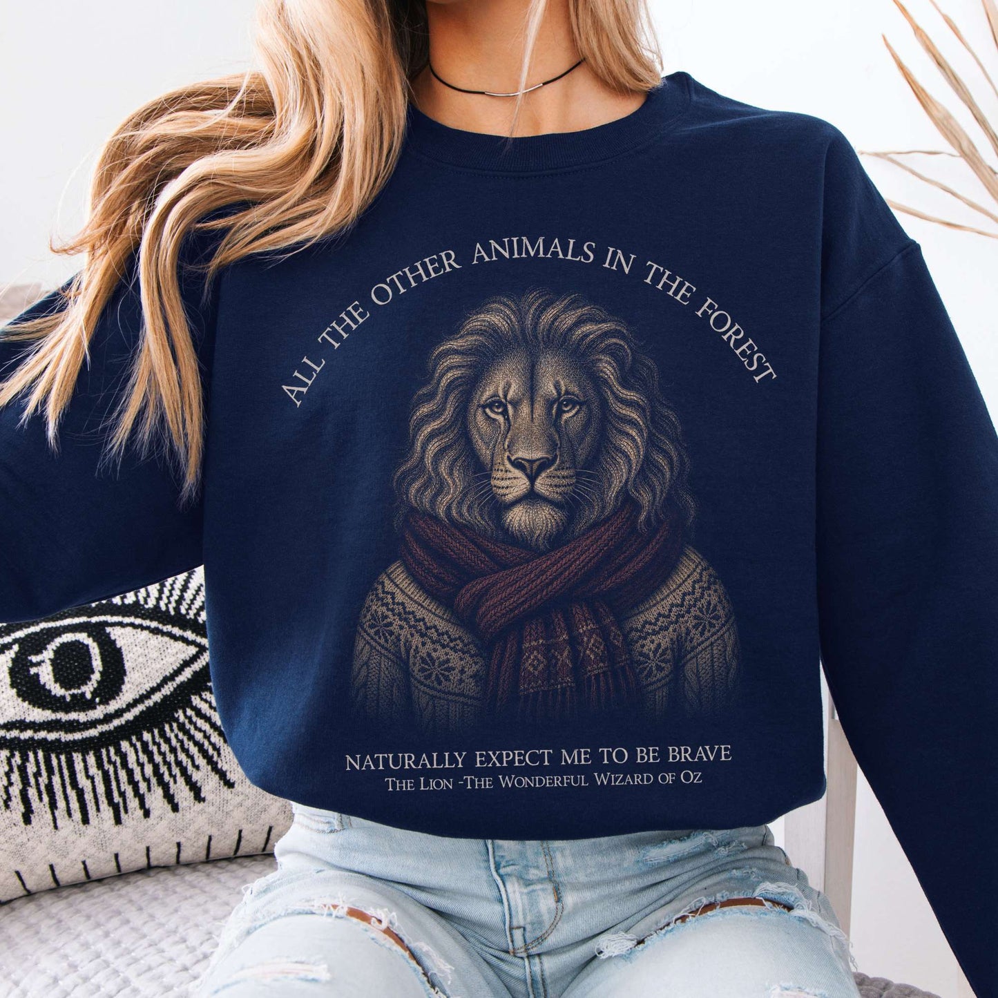 Sweatshirt Navy / S All the Other Animals in the Forest Lion Oz Crewneck Sweatshirt The Mystic Eden