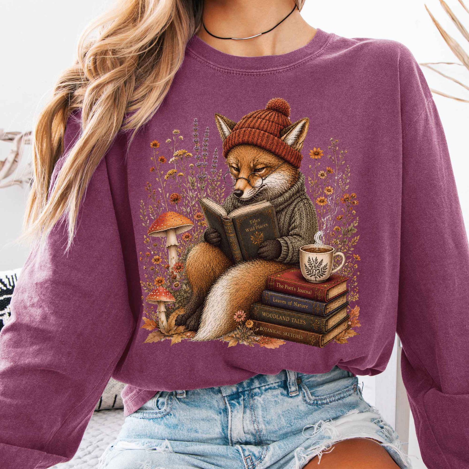 Long-sleeve Berry / S The Woodland Reader Fox Long Sleeve The Mystic Eden