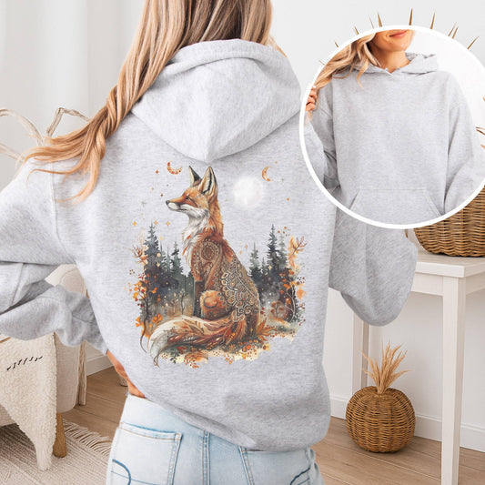Hoodie Ash / S Autumn Fox Hoodie – Cozy Cottagecore Animal Tee The Mystic Eden