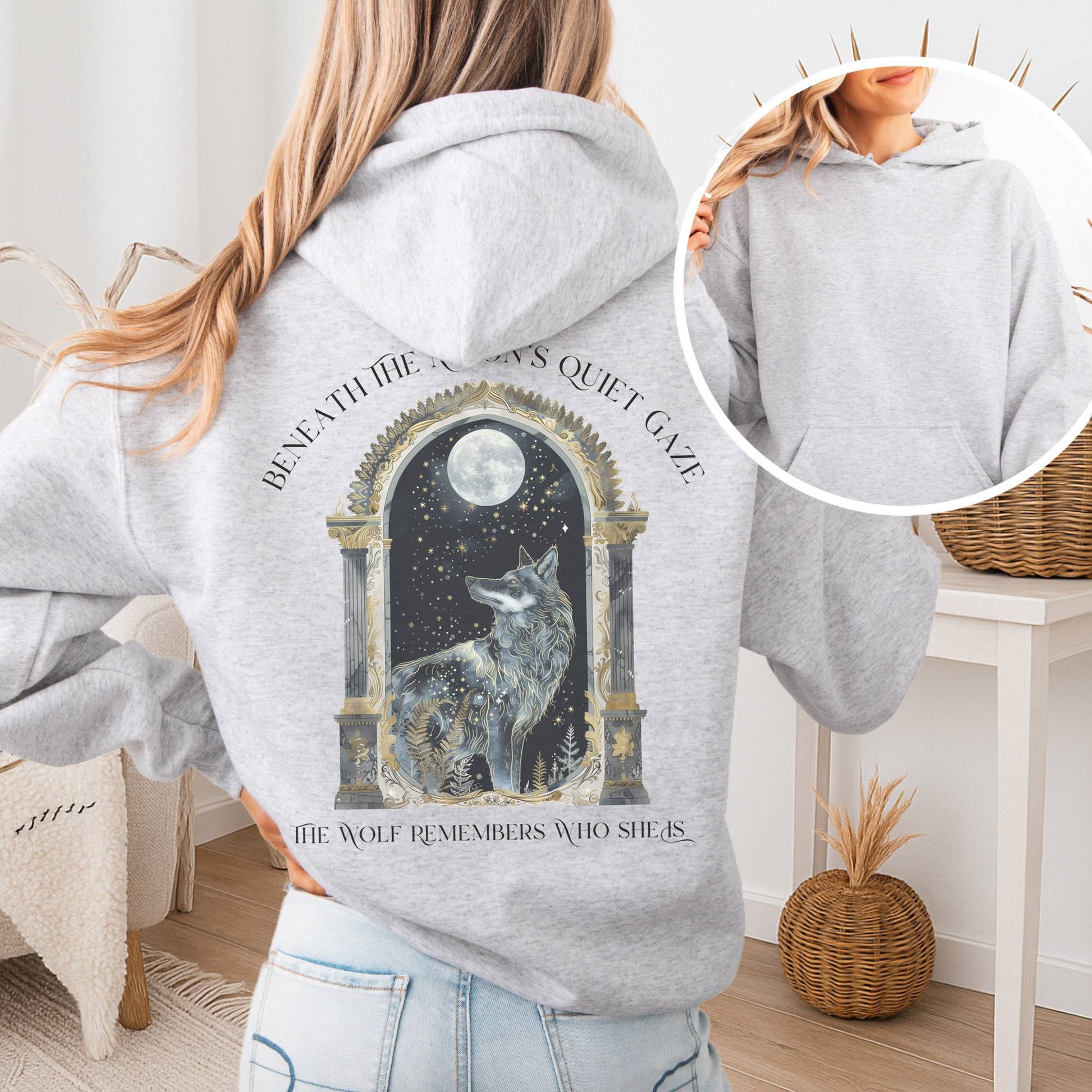 Hoodie Ash / S Beneath The Moon The Wolf Remembers Who She Is Hoodie The Mystic Eden