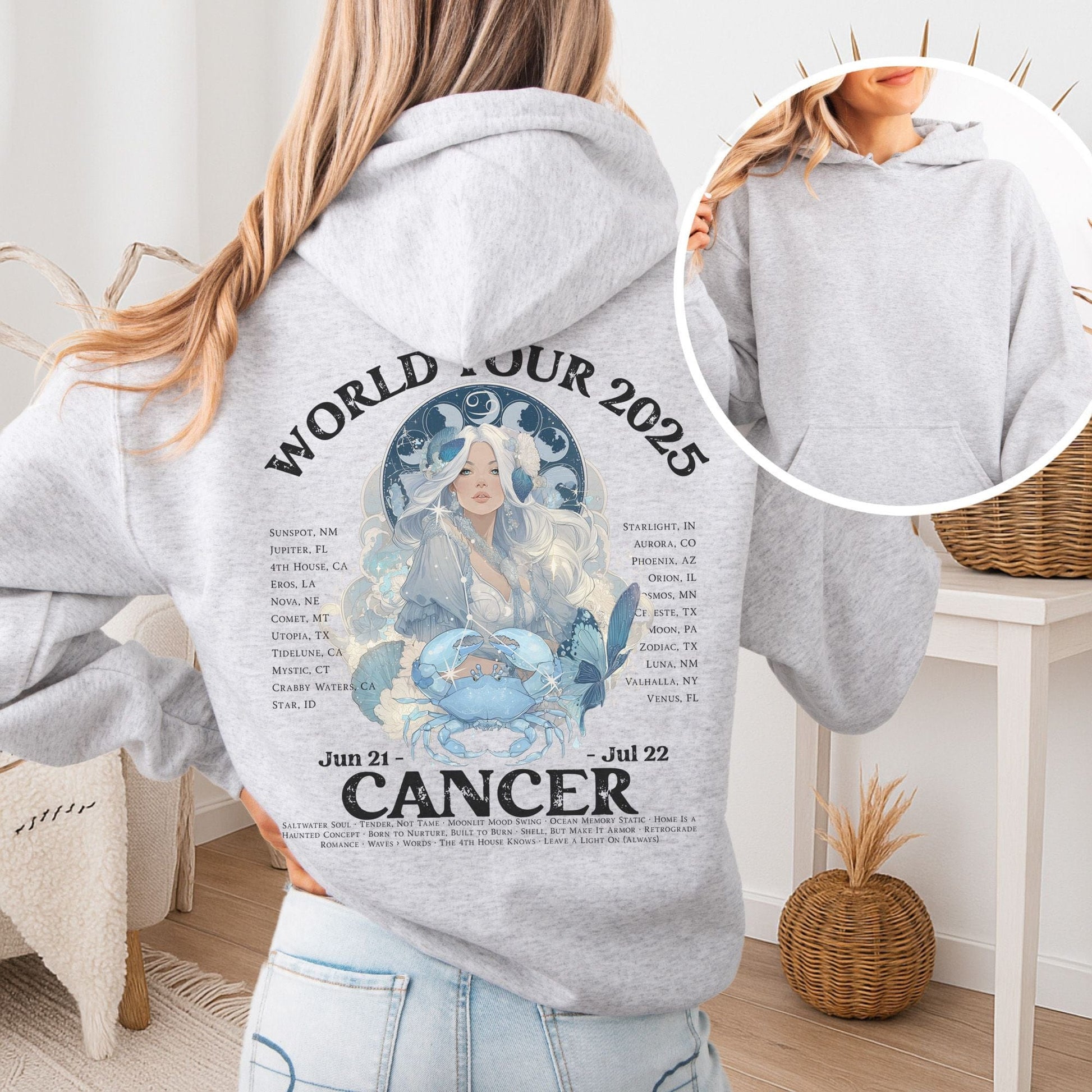 Hoodie Ash / S Cancer Concert Hoodie - Zodiac World Tour 2025 Hoodie The Mystic Eden