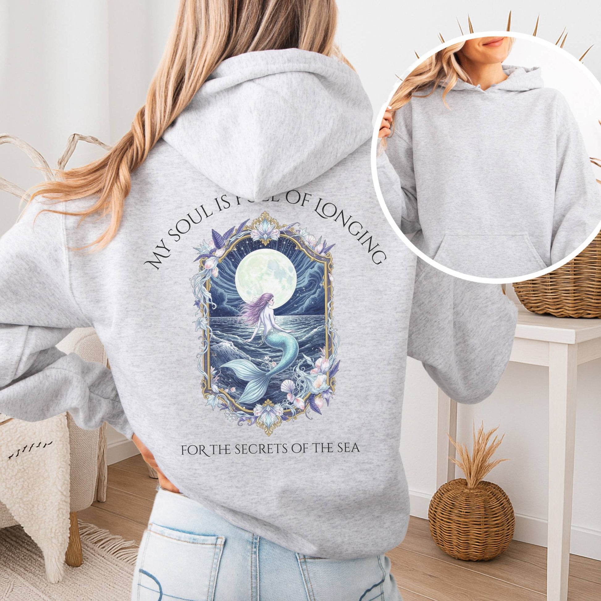 Hoodie Ash / S My Soul Is Full of Longing Poetry Hoodie The Mystic Eden