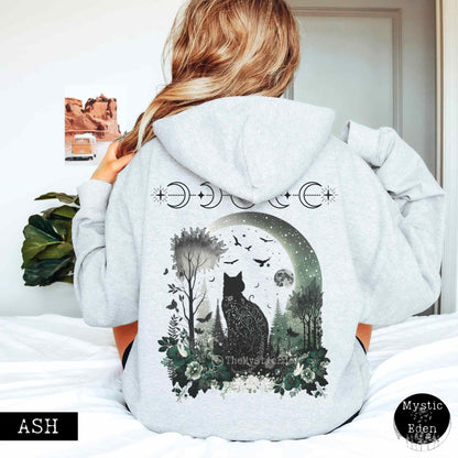 Hoodie Ash / S Mystical Black Cat Hoodie The Mystic Eden