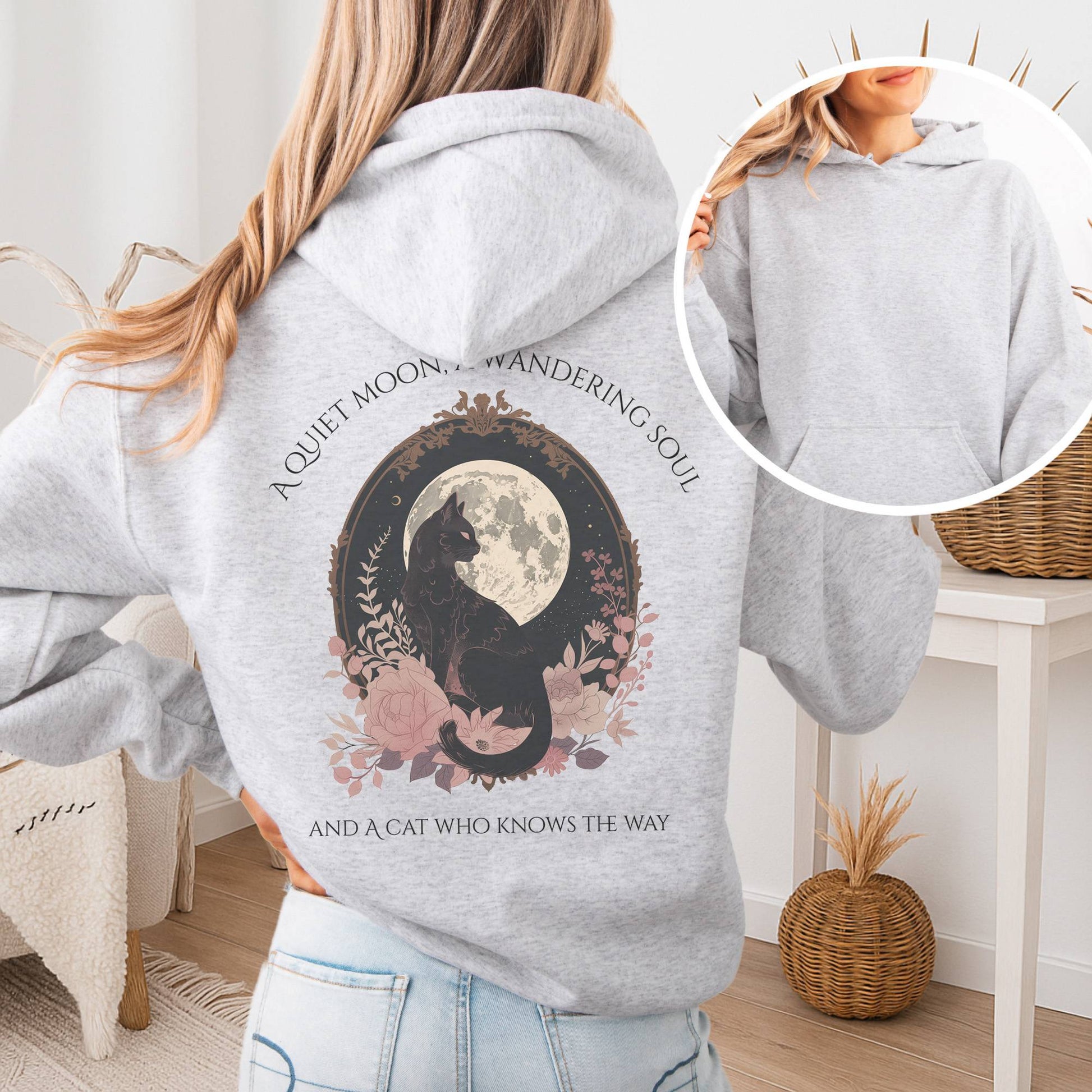Hoodie Ash / S The Cat Who Knows the Way Poetry Hoodie The Mystic Eden