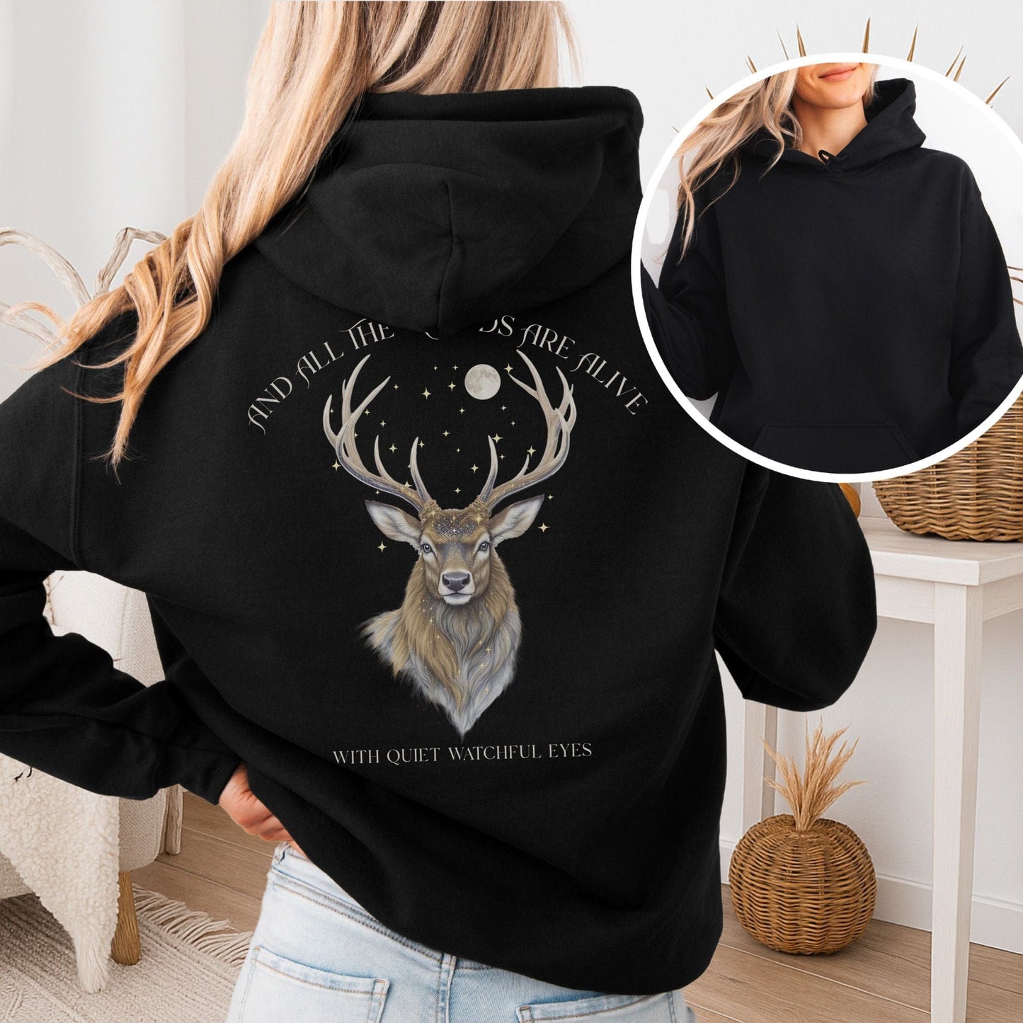 Hoodie Black / S All the Woods Are Alive With Watchful Eyes Walter de la Mare Hoodie The Mystic Eden