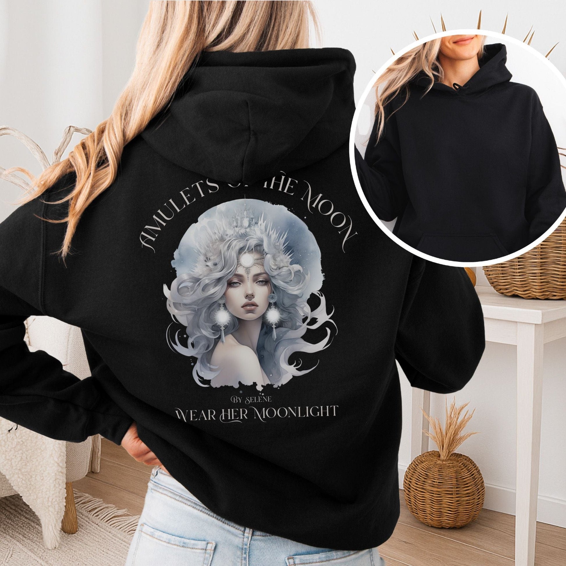 Hoodie Black / S Amulets of the Moon Hoodie – Celestial Goddess Tee The Mystic Eden