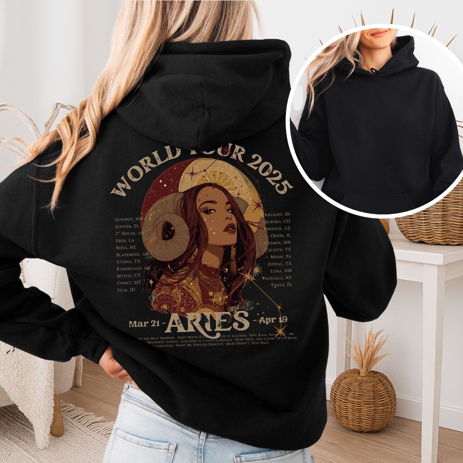 Hoodie Black / S Aries Concert Hoodie - Zodiac World Tour 2025 Hoodie The Mystic Eden