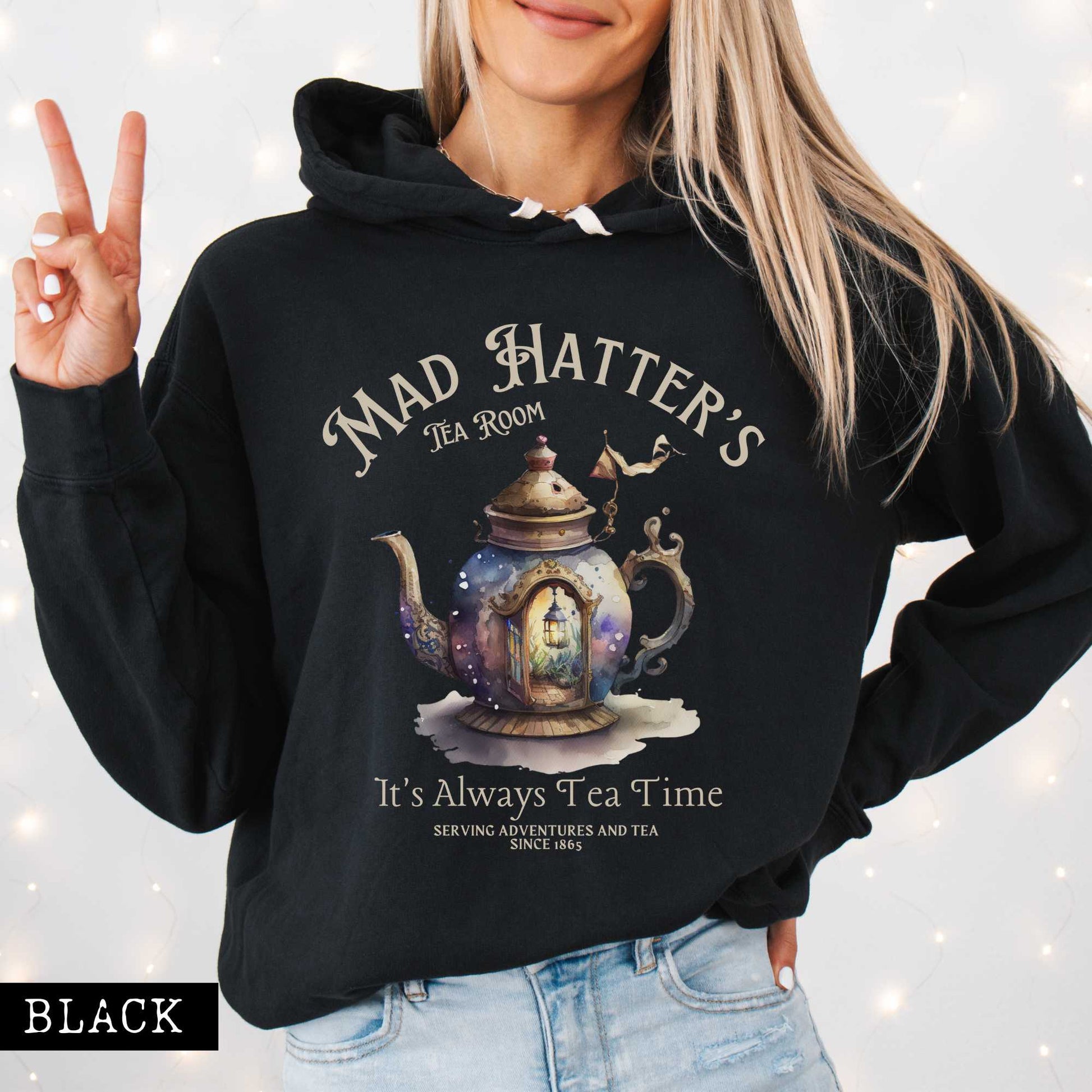 Hoodie Black / S It's Always Tea Time - Mad Hatter's Tea Room Hoodie The Mystic Eden