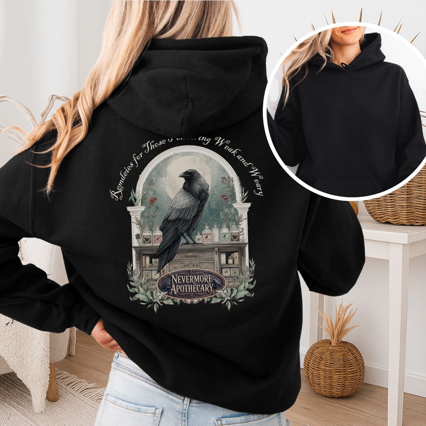 Hoodie Black / S Nevermore Apothecary Edgar Allan Poe Hoodie The Mystic Eden