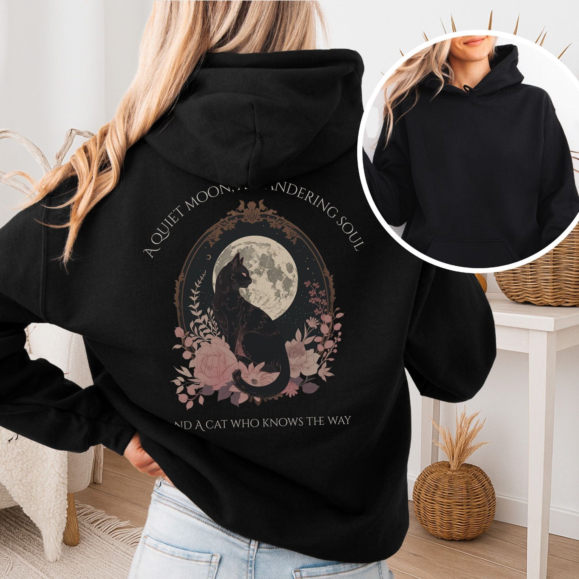 Hoodie Black / S The Cat Who Knows the Way Poetry Hoodie The Mystic Eden