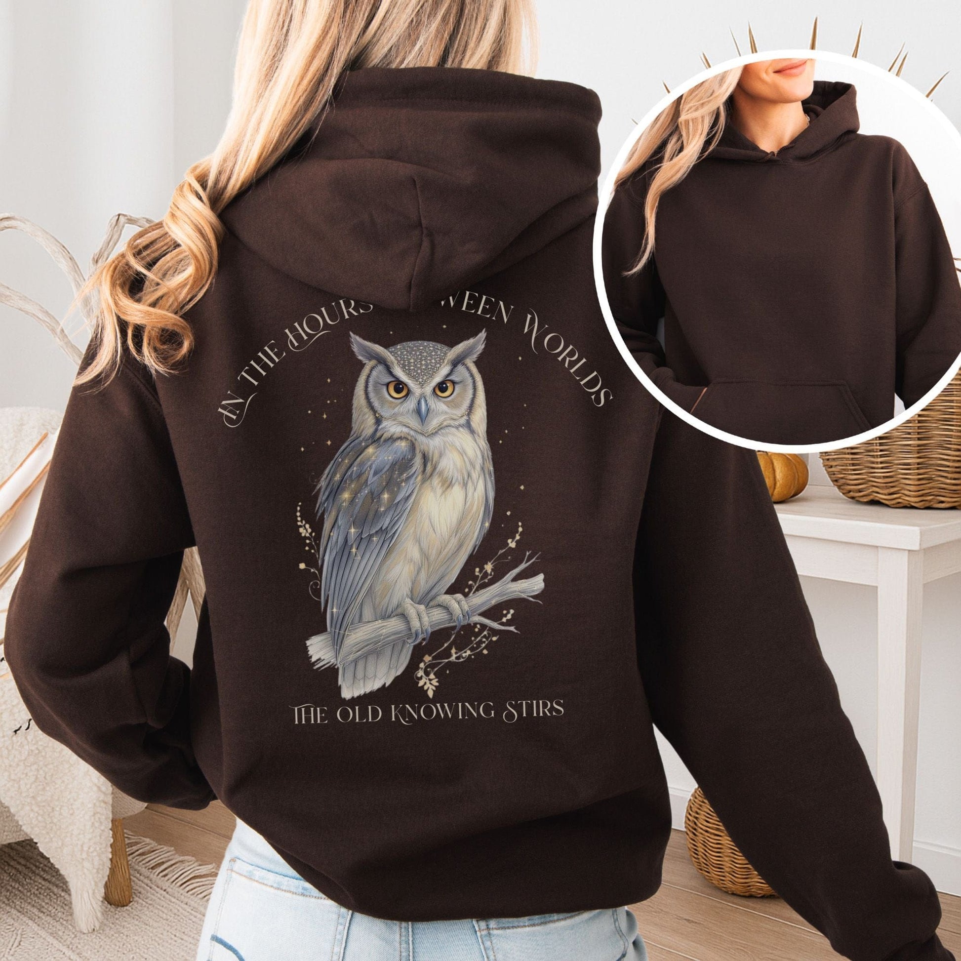 Hoodie Black / S The Old Knowing Stirs Mystical Owl Hoodie The Mystic Eden
