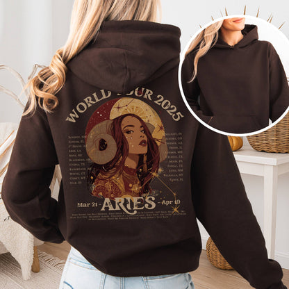 Hoodie Dark Chocolate / S Aries Concert Hoodie - Zodiac World Tour 2025 Hoodie The Mystic Eden
