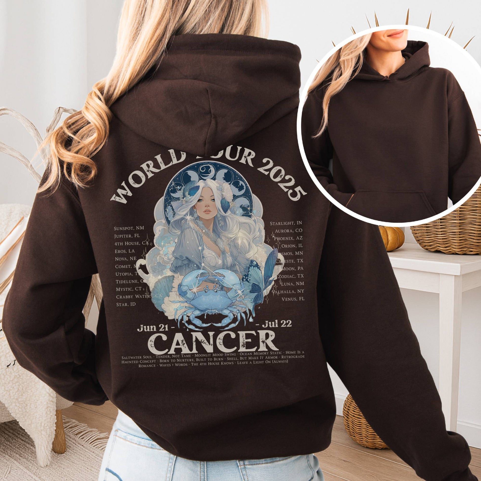 Hoodie Dark Chocolate / S Cancer Concert Hoodie - Zodiac World Tour 2025 Hoodie The Mystic Eden