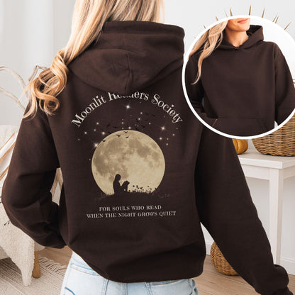 Hoodie Dark Chocolate / S Moonlit Readers Society Hoodie The Mystic Eden