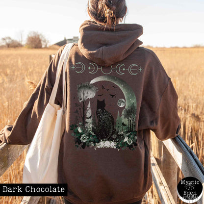 Hoodie Dark Chocolate / S Mystical Black Cat Hoodie The Mystic Eden